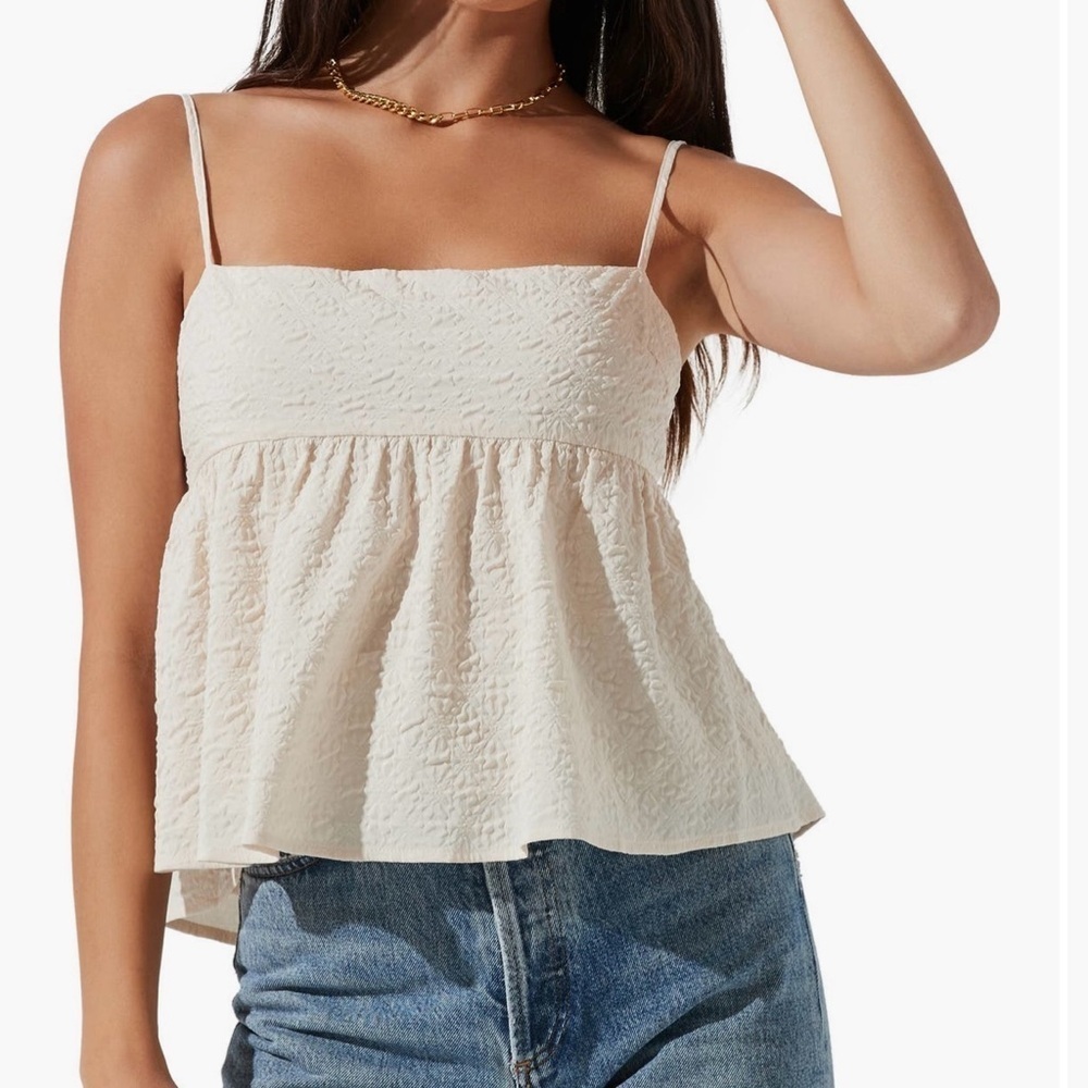 Astr Cream Ruffled Peplum Camisole